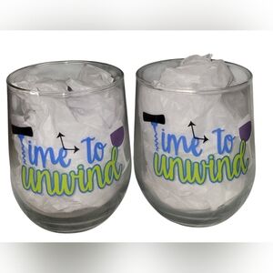 2 Piece Stemless Wine Glasses (Time to Unwind)